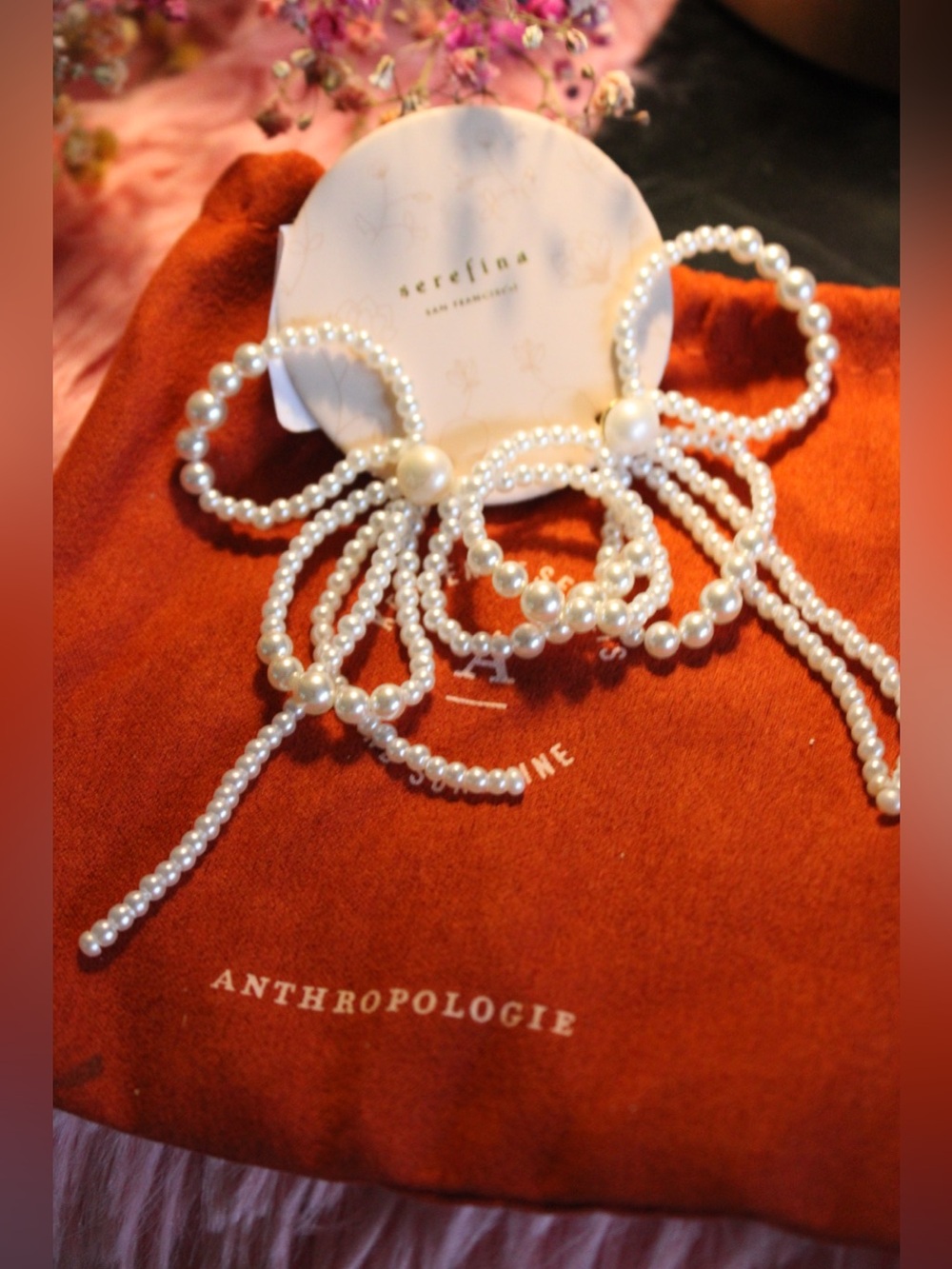 Anthropologie Pearl Bow Hair Clips in White